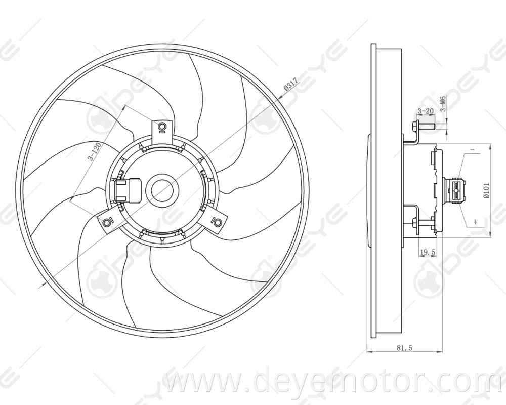 377959455 auto radiator cooling fan for VW PARATI SAVEIRO GOL